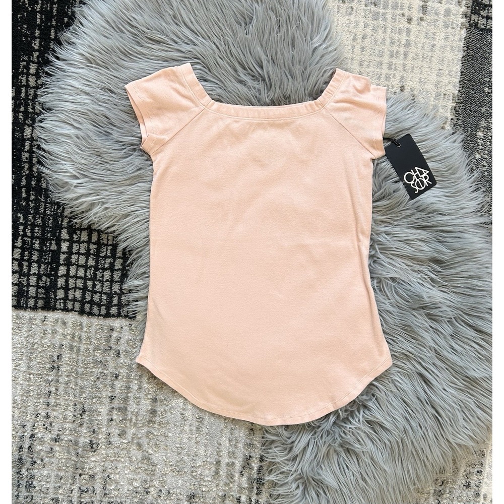 Chaser Women's Cap Sleeve Basic Blush/Peach Top Size Small
